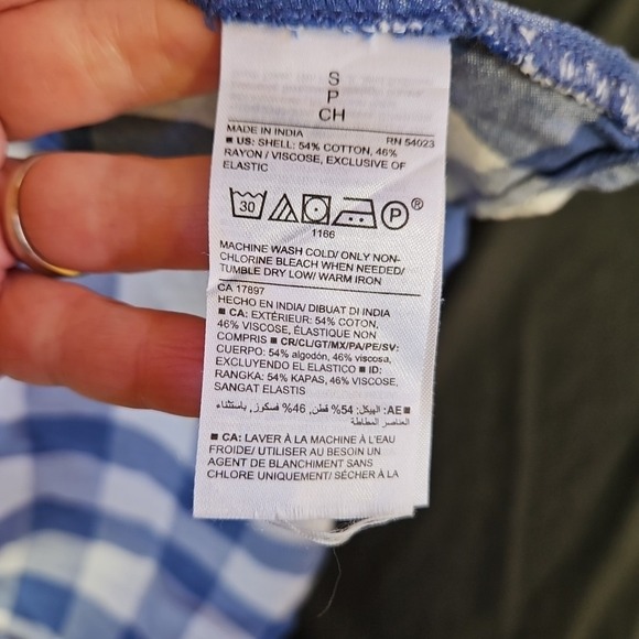 Old Navy Blue & White Gingham Dress Size S Smocked Flutter Sleeve Cottagecore - Picture 5 of 7